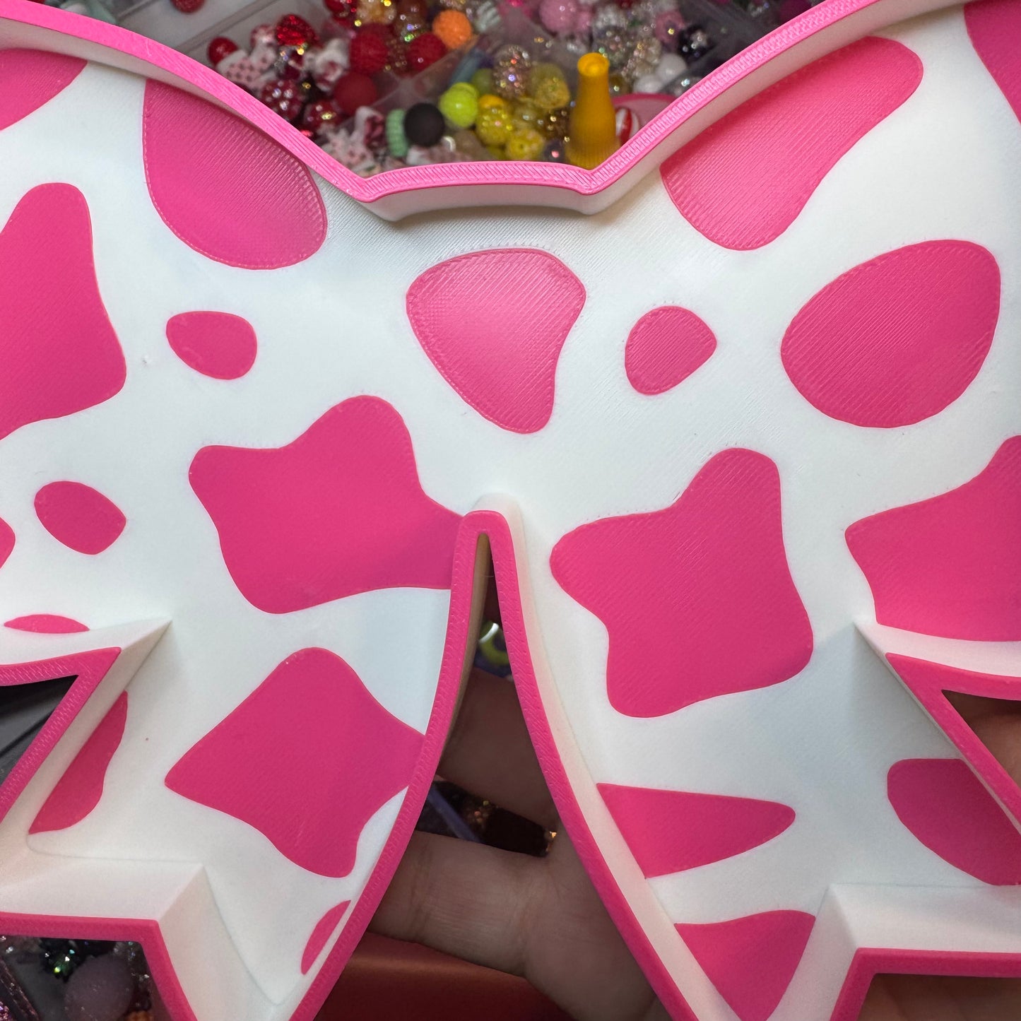 6inx6in Cow Print Bow Trinket Tray