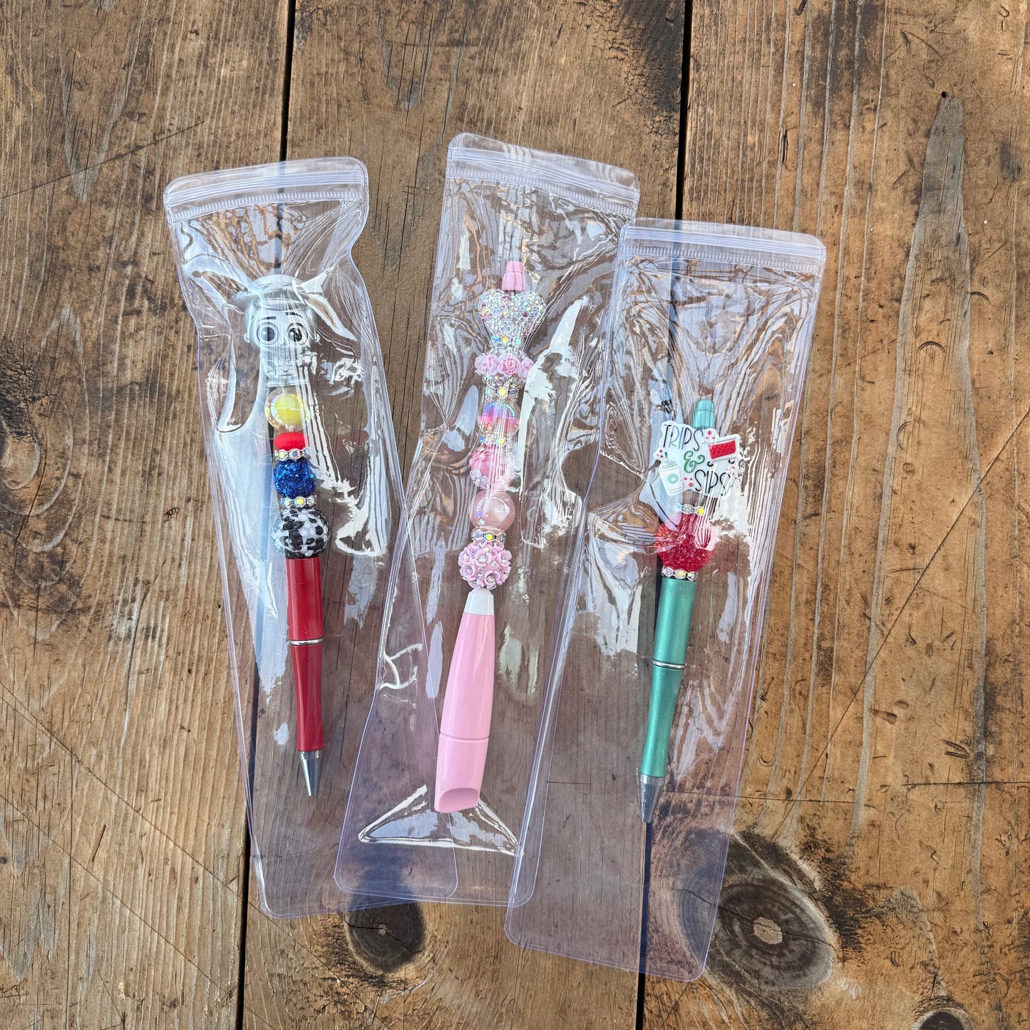 50pcs PVC Pen Bag Beadable High Quality Bags for Pens Clear Plastic Packaging