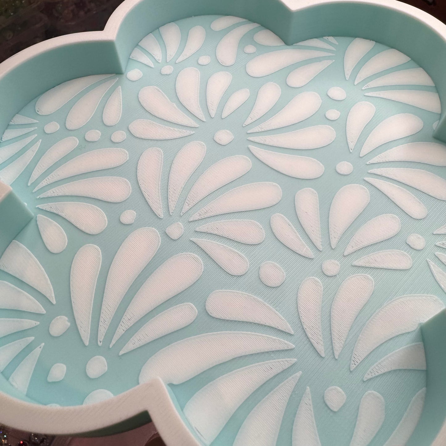 7inx7in Talavera Daisy Trinket Bead Tray