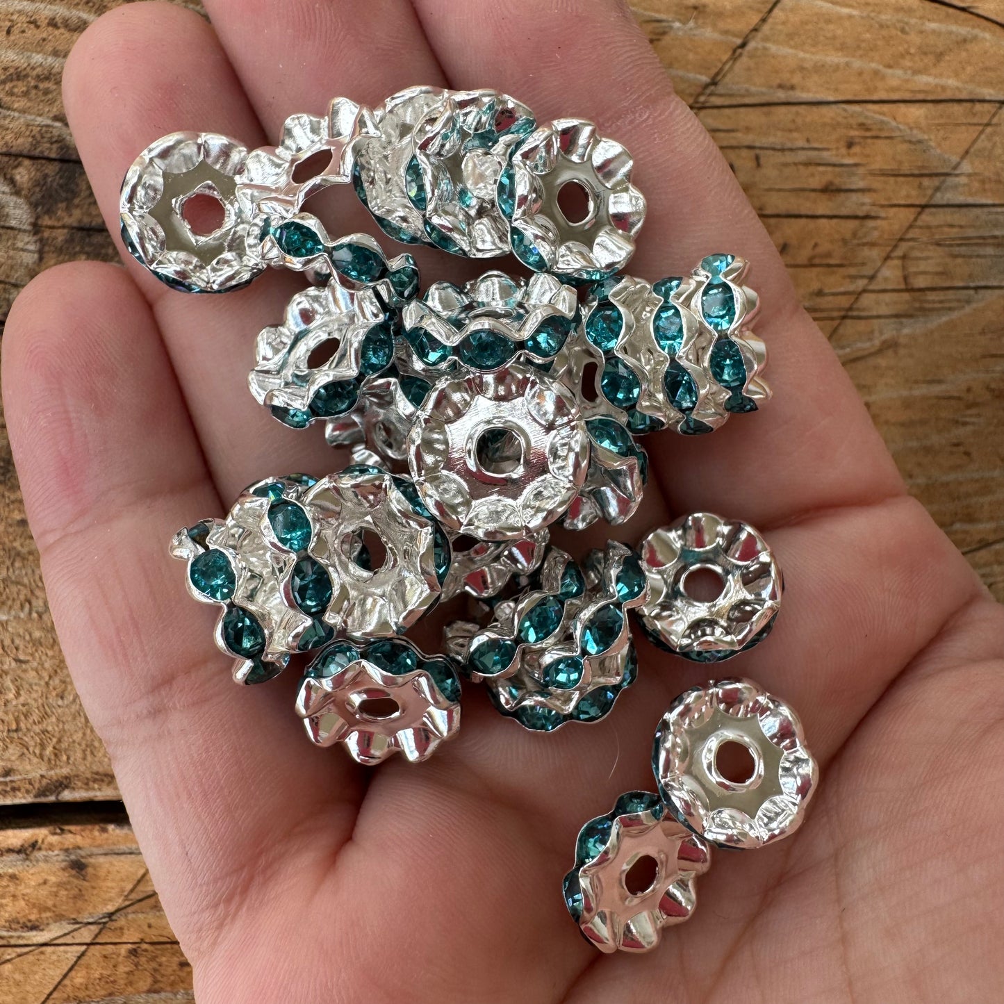 50pc - 12mm Rhinestone Spacers