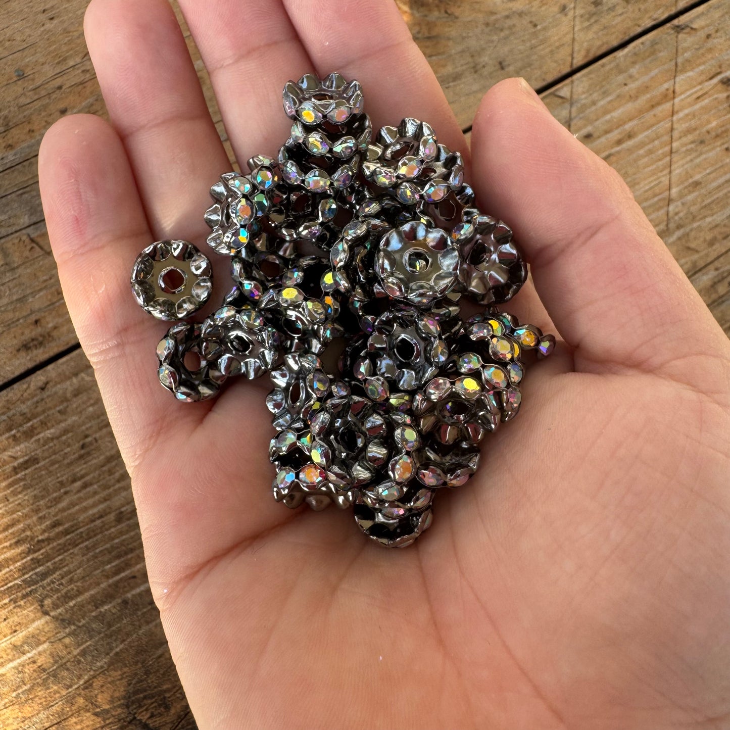 50pc - 12mm Rhinestone Spacers