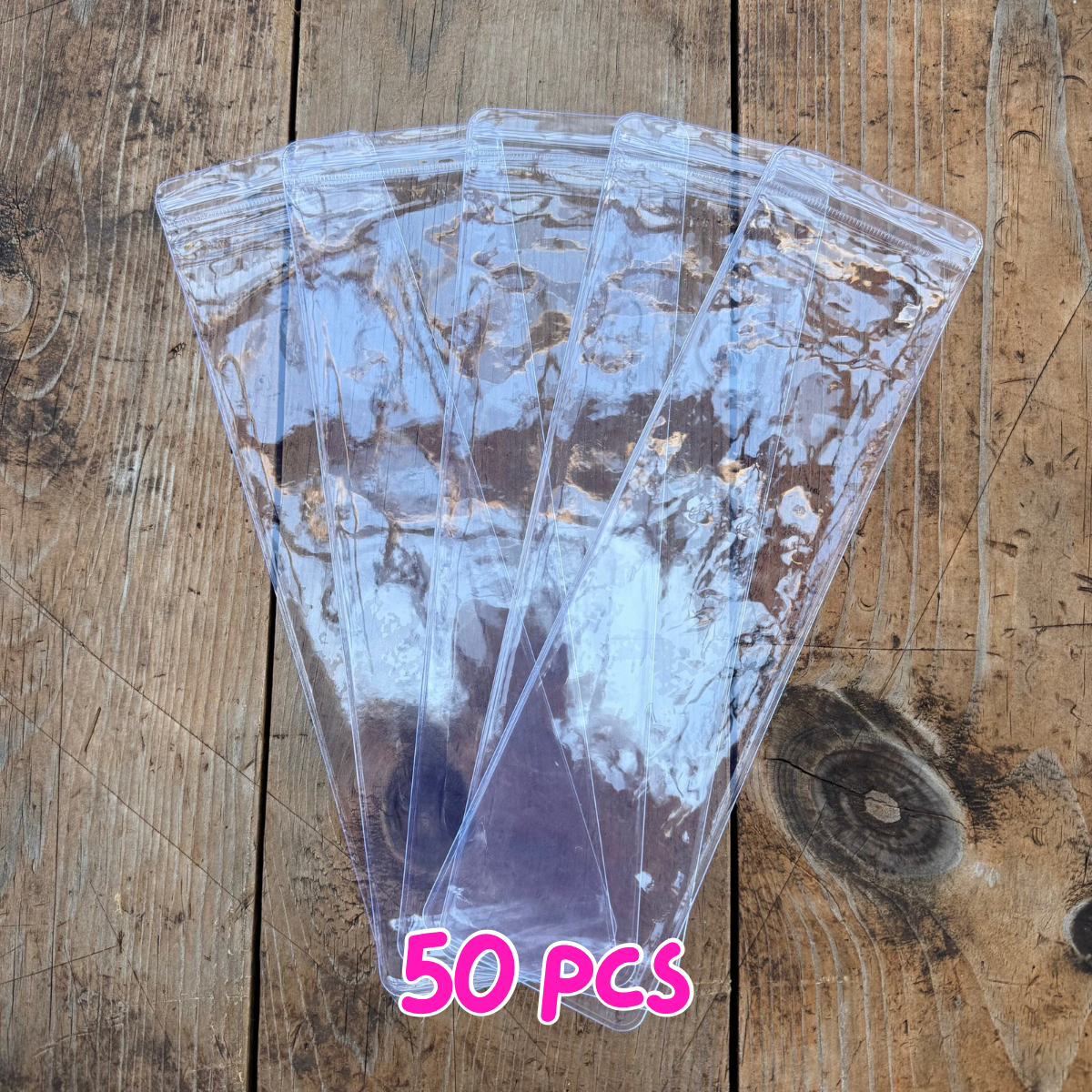 50pcs PVC Pen Bag Beadable High Quality Bags for Pens Clear Plastic Packaging