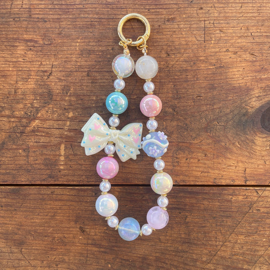 Pink and blue bow keychain