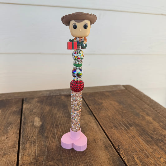 Single Rhinestone Pen Holder, Pink Color