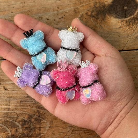 5pc - Fancy Sugar Bear Beads with Crown (FY10)